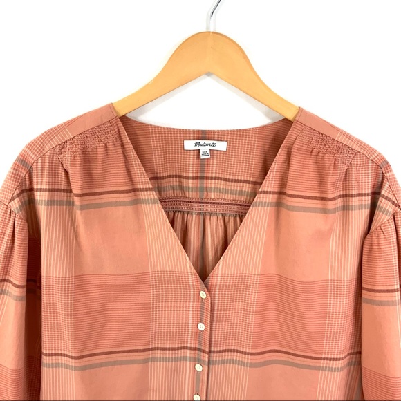 ♻️DONATED 10-24-25♻️ MADEWELL Long Sleeve Button Down Plaid Top Morningview - Picture 3 of 8